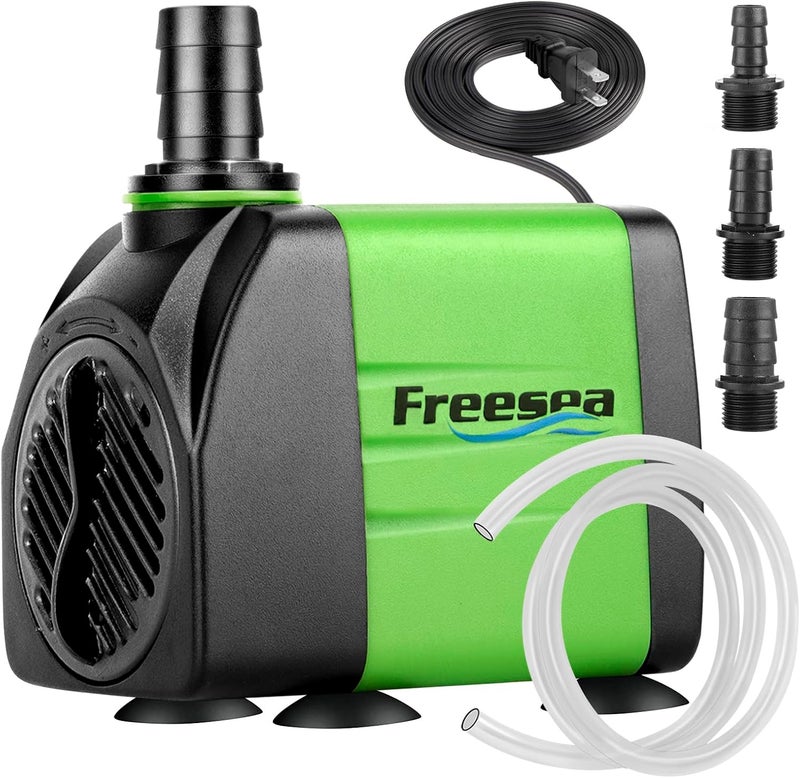 FREESEA Submersible Aquarium Fountain Pump: 400GPH 25W Adjustable Ultra Quiet Small Fish Tank Water Pump with 5ft Tubing for Outdoor | Pond | Hydroponic | Waterfall - Image 1